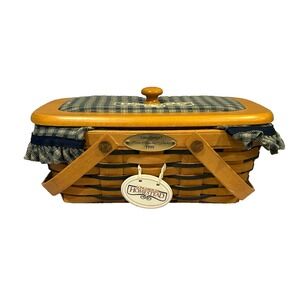 Longaberger Homestead Woven Memories Basket 1999 Liners & Lid Dresden Ohio USA